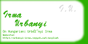 irma urbanyi business card